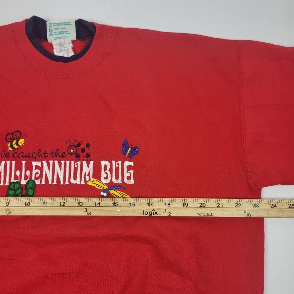 Vintage Y2K Sweatshirt Women's Large Millennium Red Embroidered Size L - Picture 8 of 10